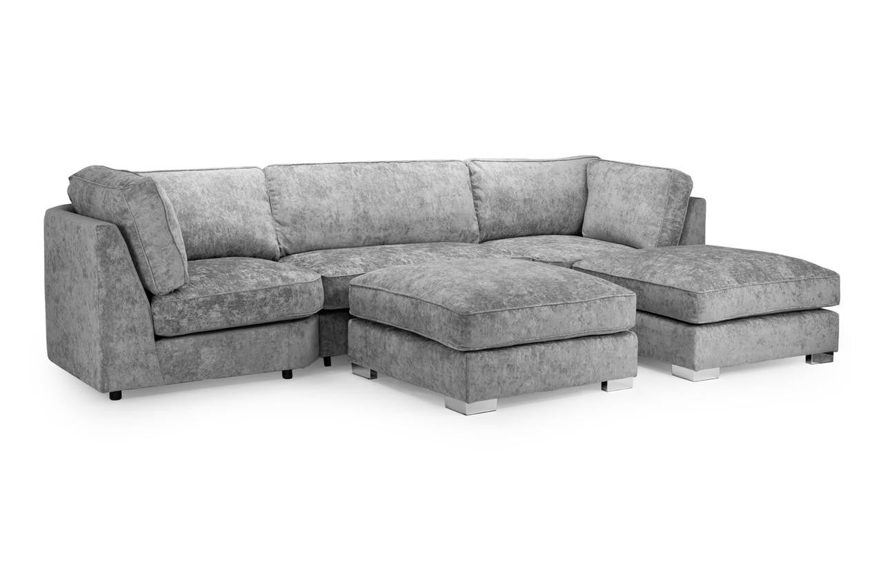 Bishop Large U-Shape Corner Sofa – Platinum Grey / Platinum Silver
