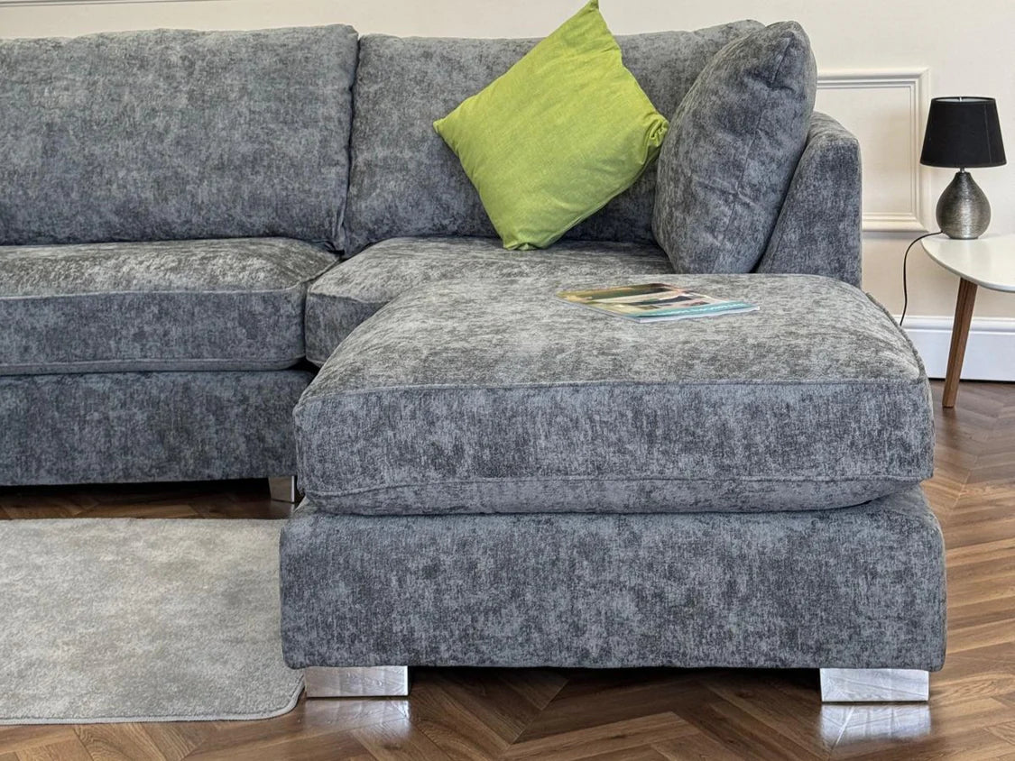 Bishop Large U-Shape Corner Sofa – Platinum Grey / Platinum Silver