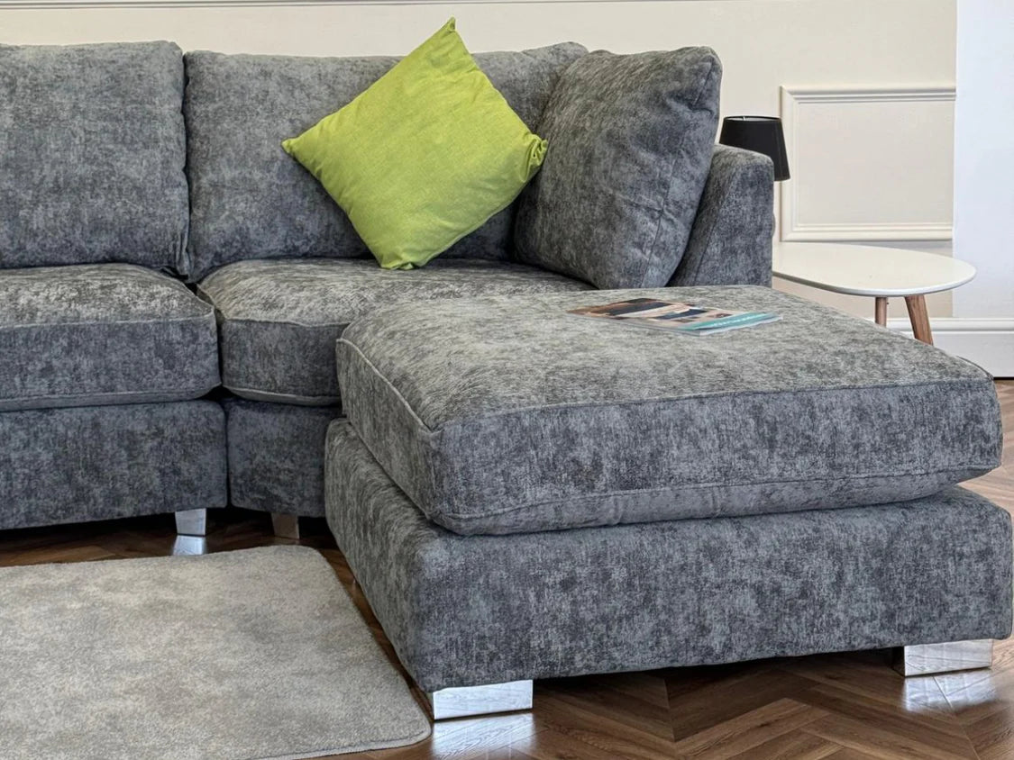 Bishop Large U-Shape Corner Sofa – Platinum Grey / Platinum Silver