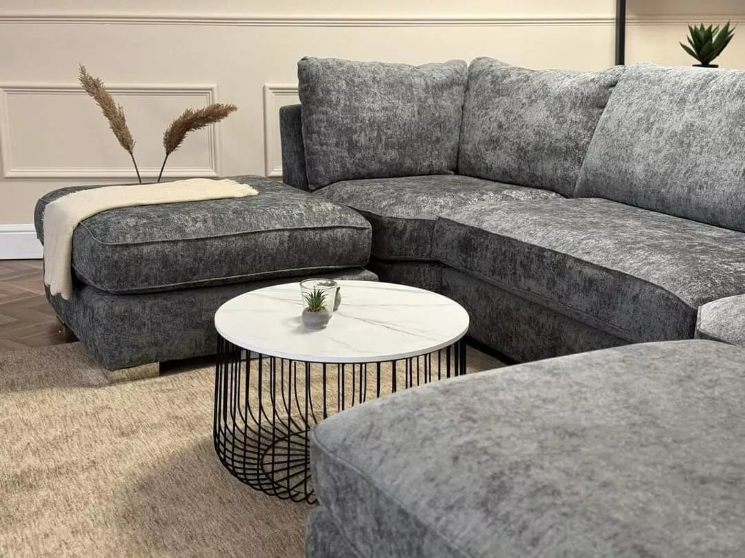 Bishop Large U-Shape Corner Sofa – Platinum Grey / Platinum Silver